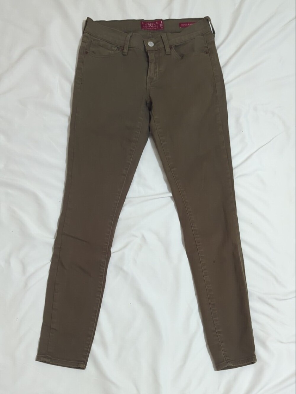 Lucky Brand Charlie Super Skinny, Color Olive Size 2
